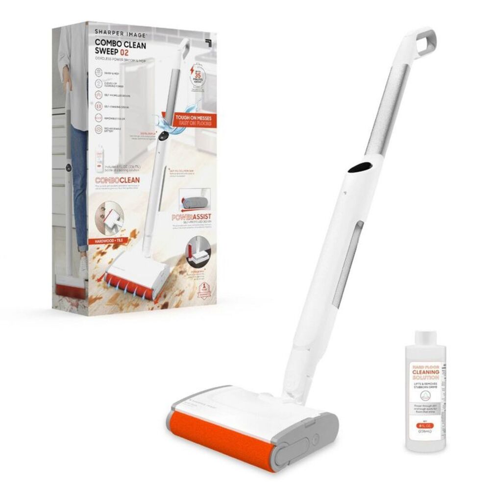 Sharper Image Combo Clean Sweep 02 Cordless Power Broom & Mop White